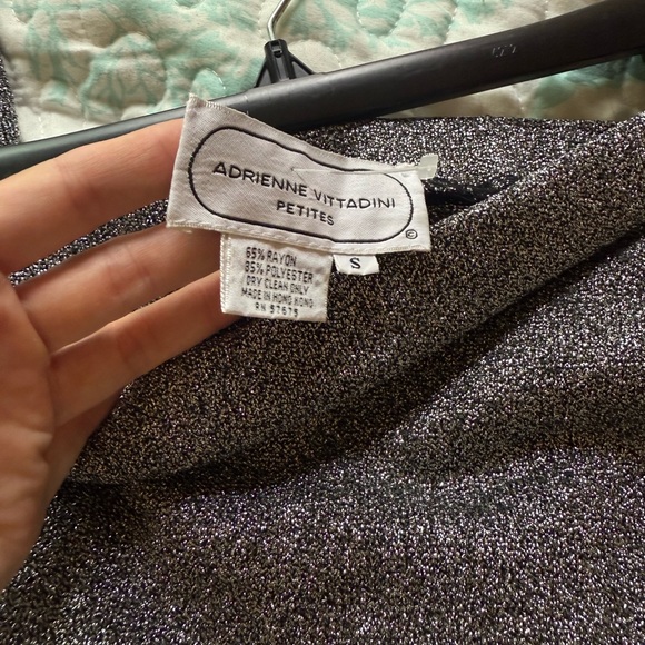 Adrienne Vittadini Petites Matching Metallic Knit Hoodie + Skirt Set - Picture 8 of 14